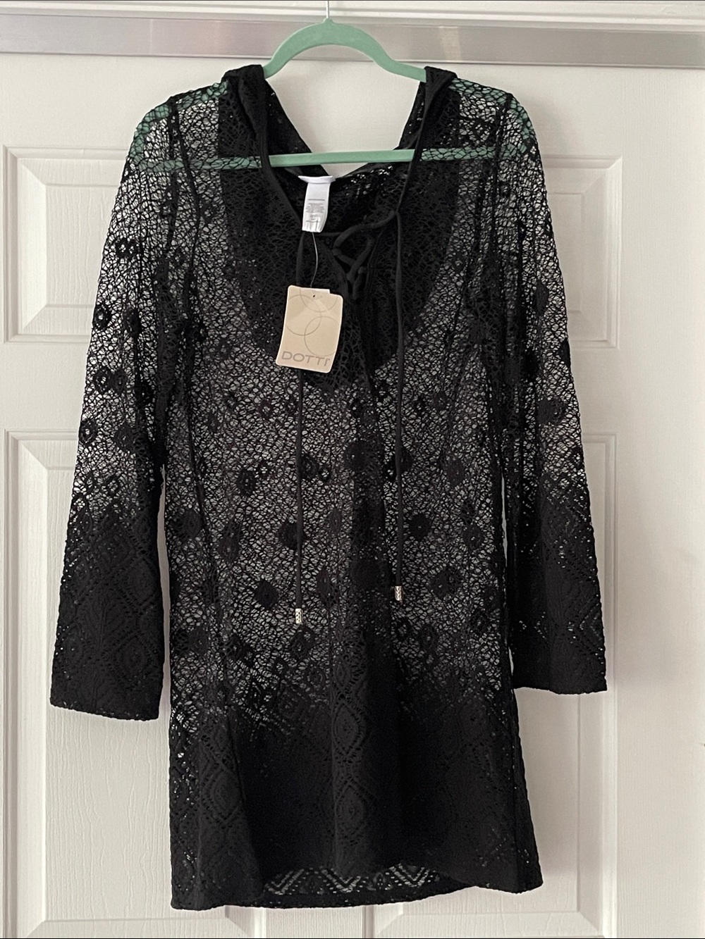 Dotti Black Lace Cover-Up Tunic Size L